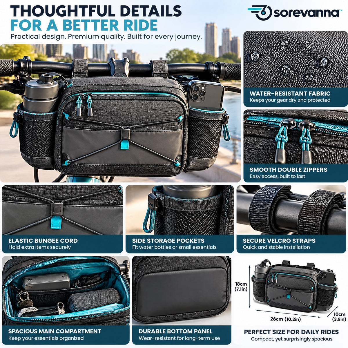 sorevanna™ Handlebar Organizer Bag view 2