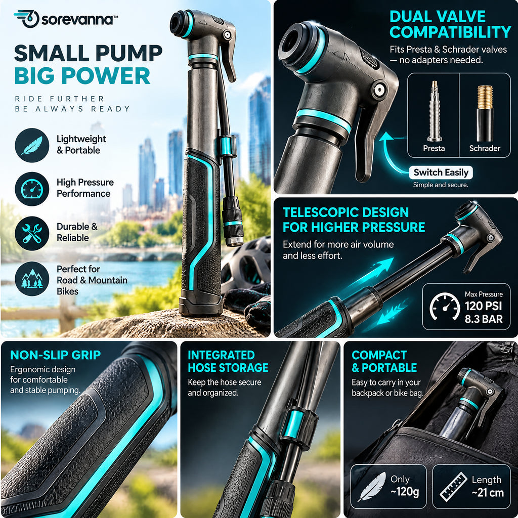 sorevanna™ Portable Mini Bike Pump view 4